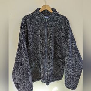 Penfield Navy Herringbone Blue Fleece Full Zip Jacket XL